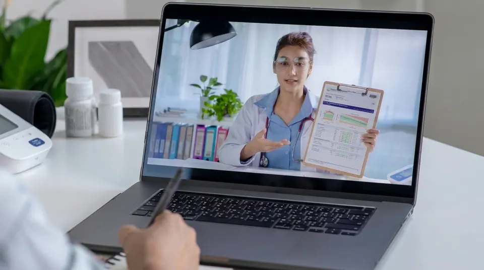 Provider reviewing lab results during a virtual visit