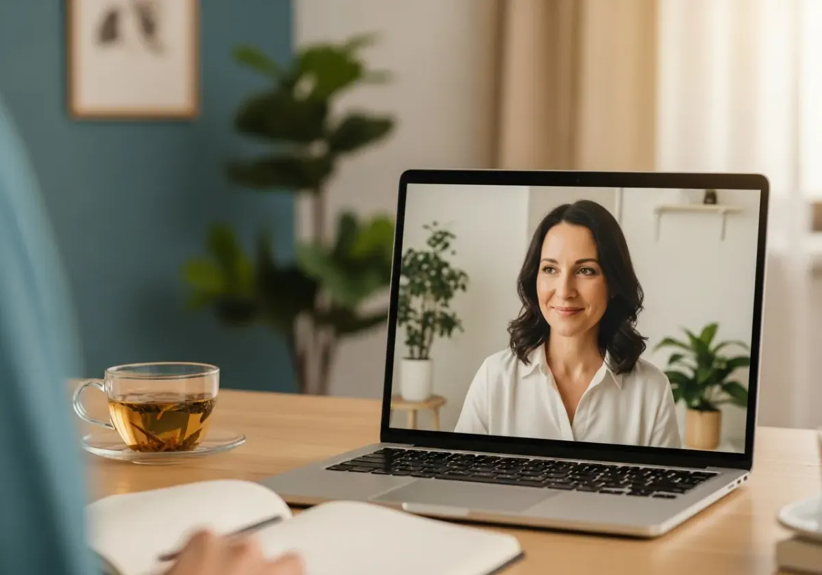 A health coach meeting one-on-one over a video call